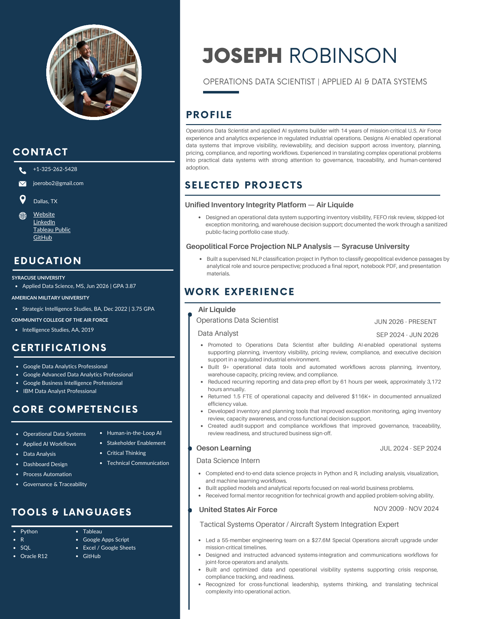 Joseph Robinson resume preview